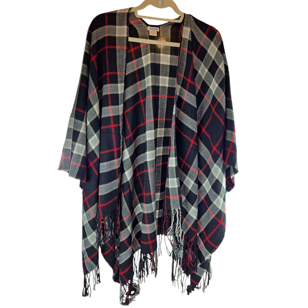 Just Jamie | Plaid, Fringed Shawl | Size OS